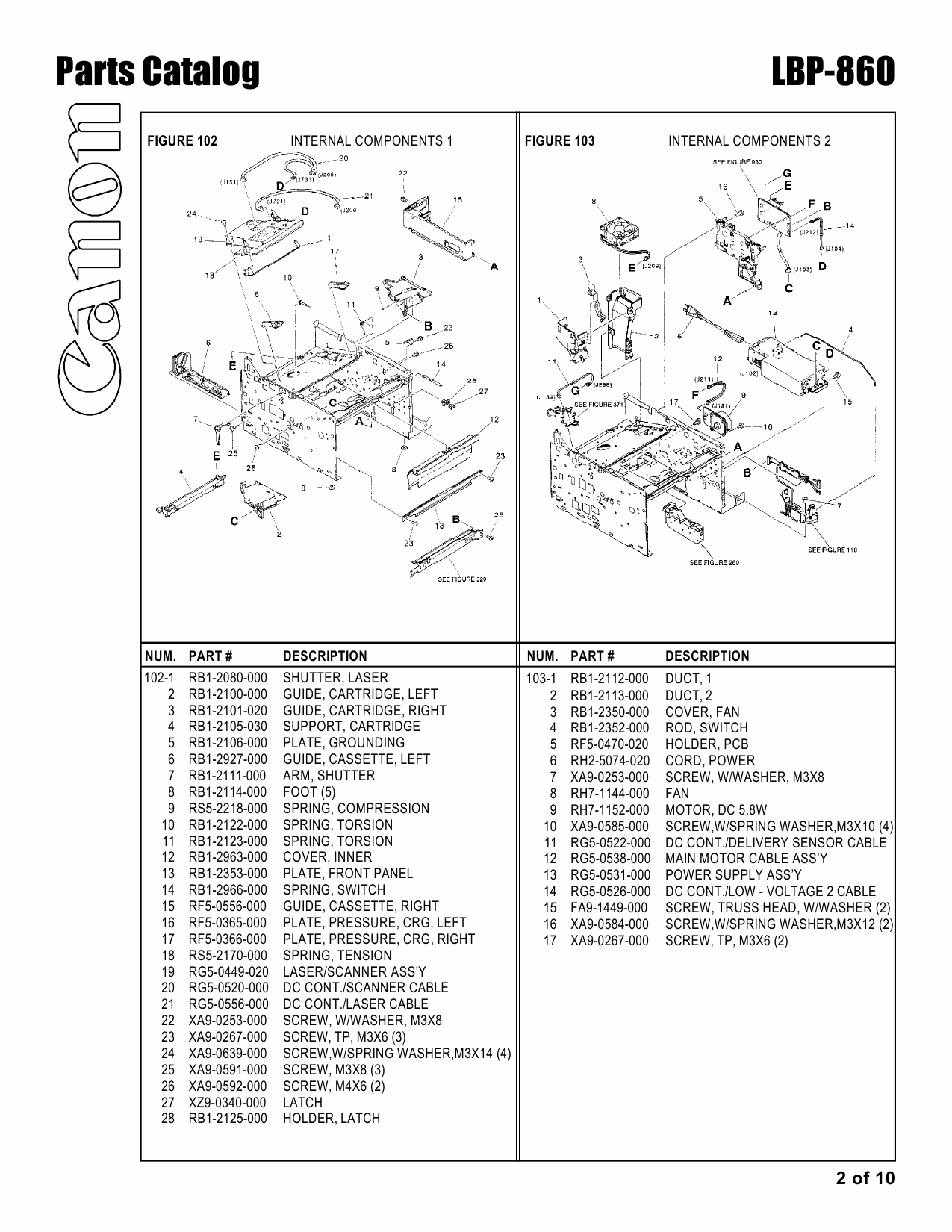 Canon imageCLASS LBP-860 Parts Catalog Manual-2